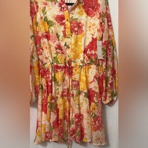 Aura Floral Red and Yellow Dress (V1)